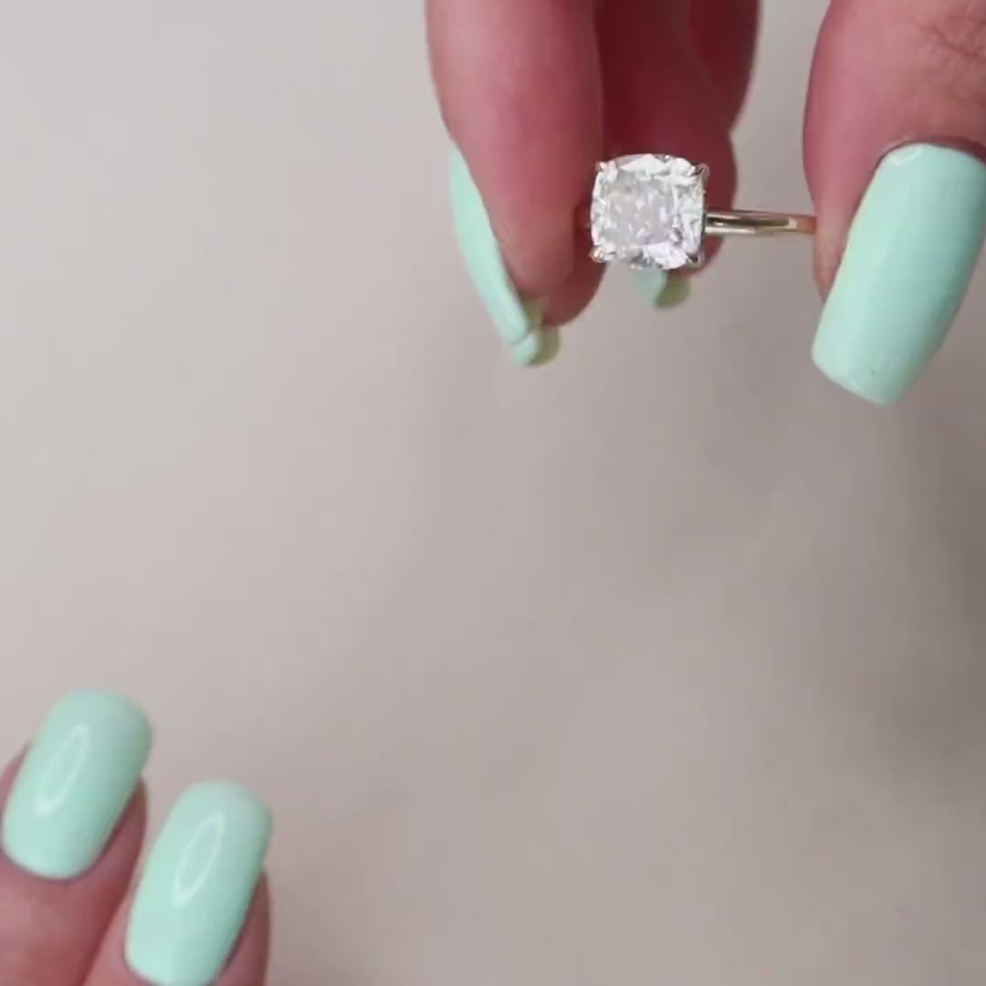 3.50 CT Cushion Solitaire Style Moissanite Engagement Ring